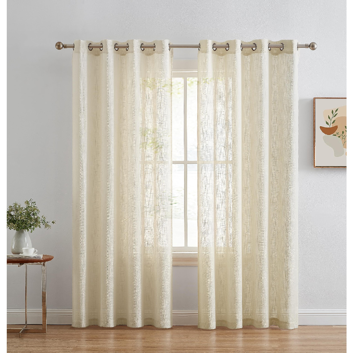 Hlc.Me Abbey Faux Linen Textured Semi Sheer Privacy Sun Light Filtering