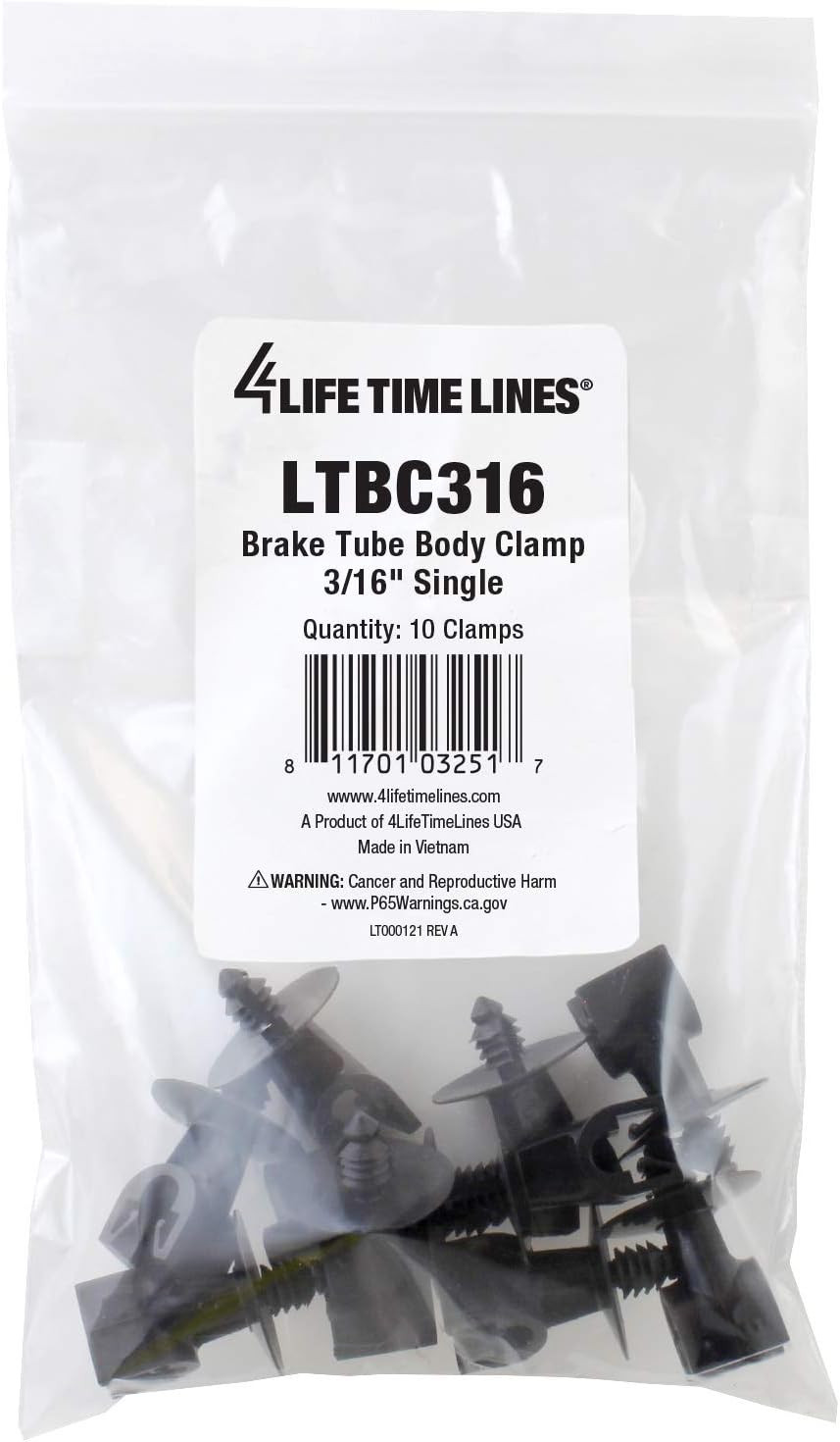 Black Nylon 3/16 Brake Line Mounting Clip, Single Slot – Bag of 10