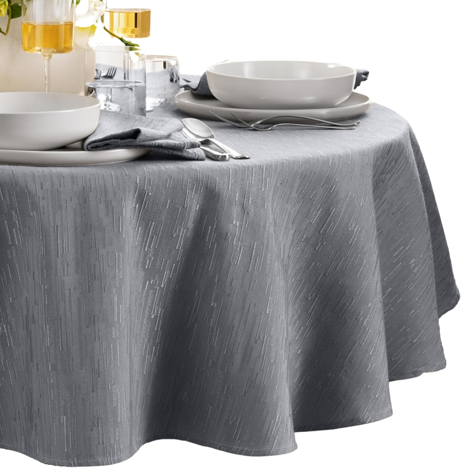 Home Fashions Continental Solid Texture Water, Stain & Wrinkle Resistant Tablecl