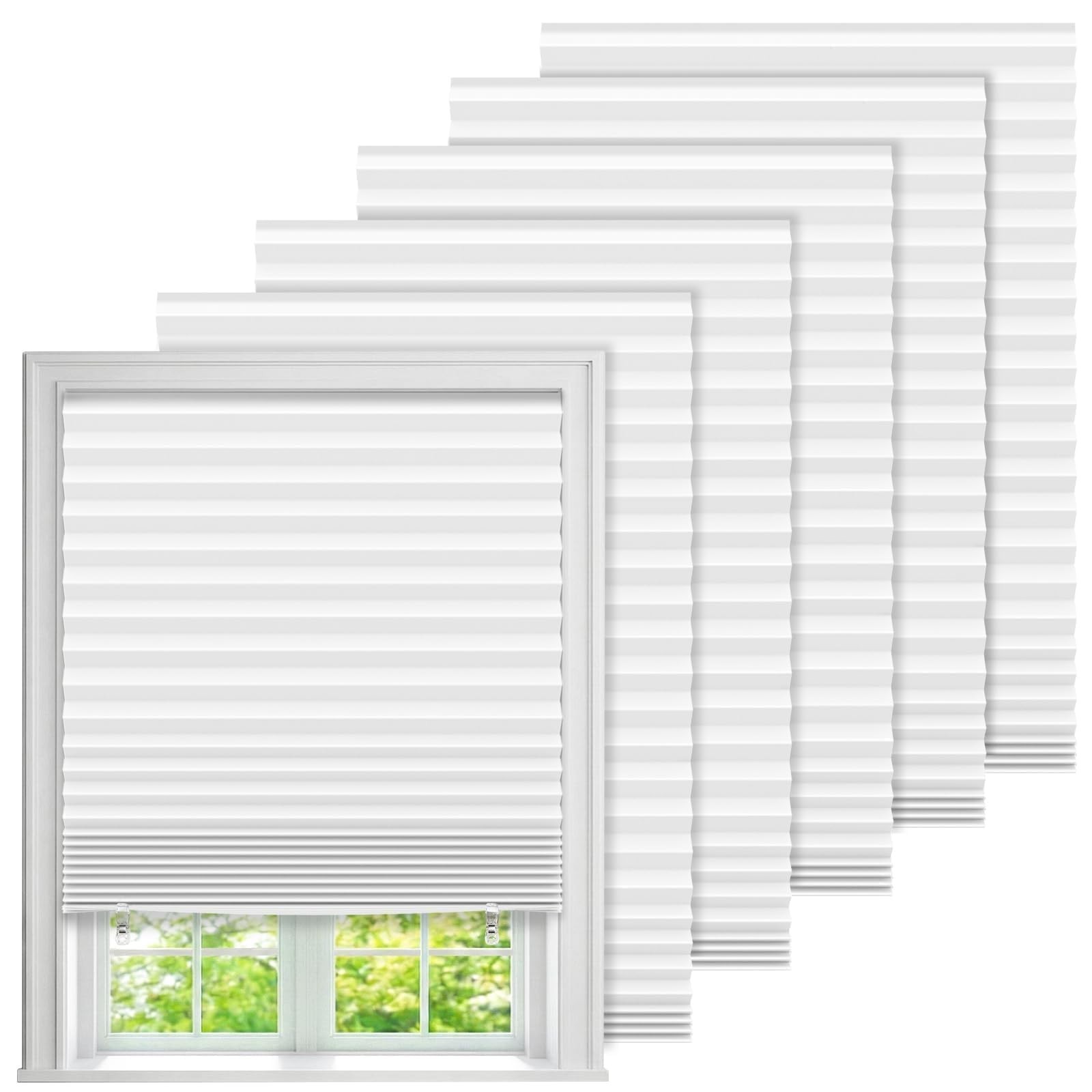 6 Pack Temporary Paper Blinds for Indoor Windows No Drill, 24″ W x 59″ H Ligh…