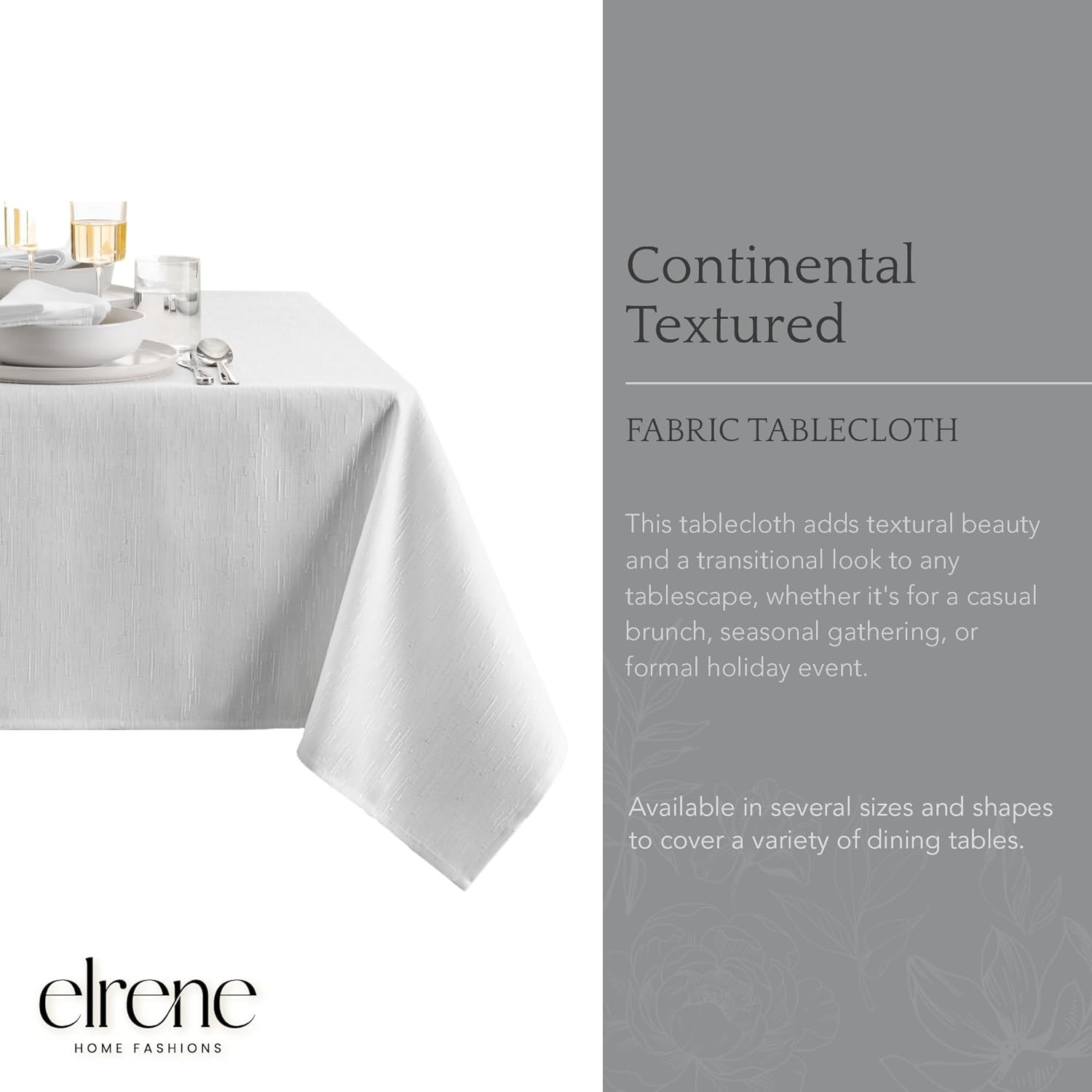 Home Fashions Continental Solid Texture Water, Stain & Wrinkle Resistant Tablecl