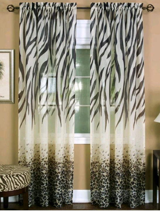 Animal Print Kenya Safari Zebra Jungle Leopard 4 Semi Sheer Curtain Panels 50×84
