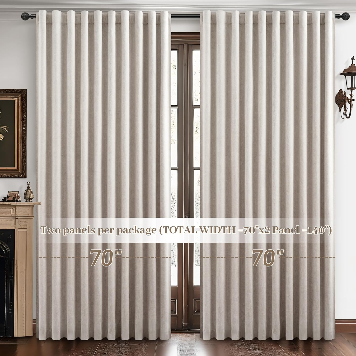 Extra Wide 70 Inch Length Blackout Curtains & Drapes 108 Inches Long 2 Panels Se