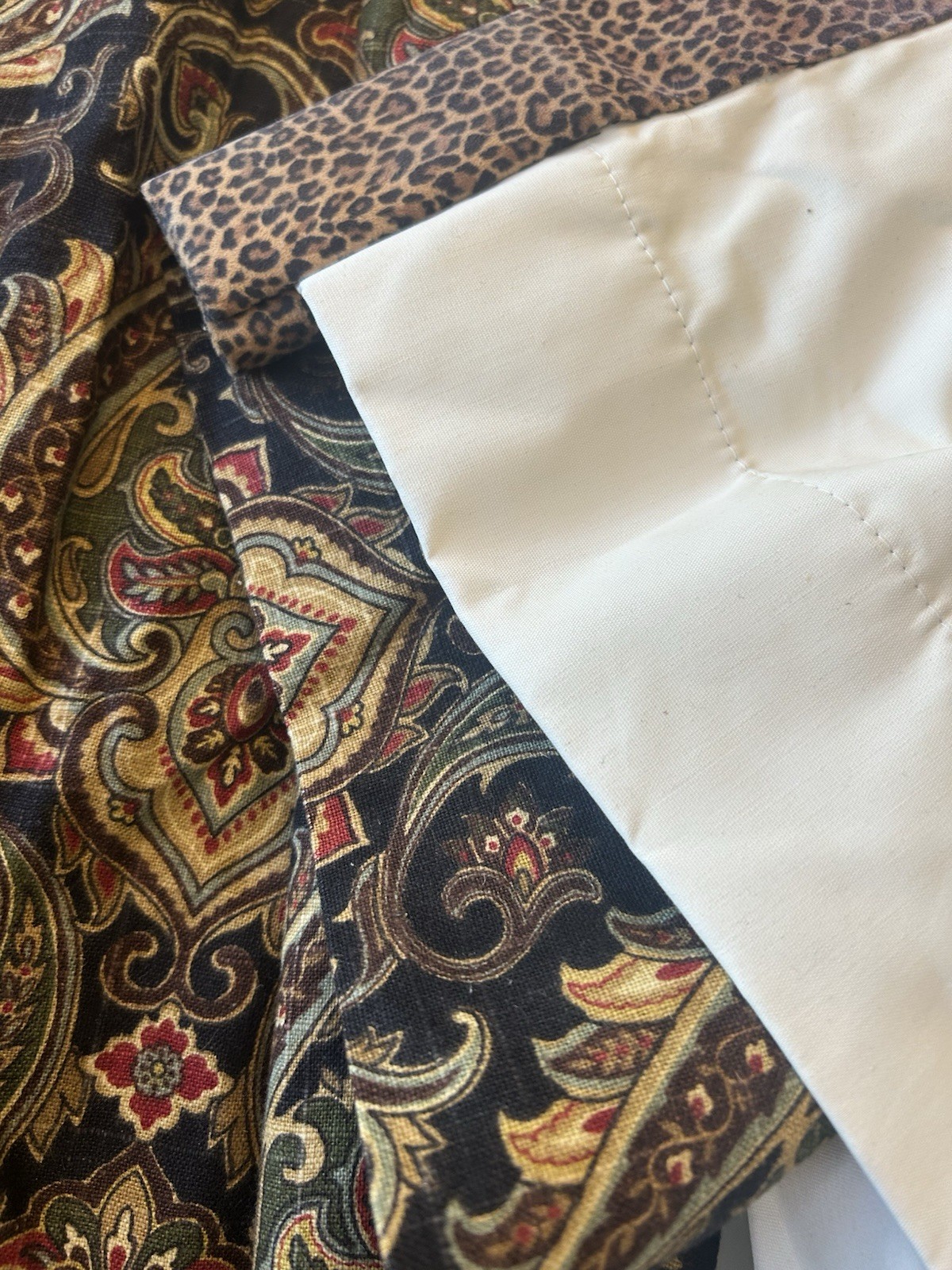 Custom Heavy DRAPES Paisley Jacquard Weighted Lined 21×88” Leopard Dark 2 Panels