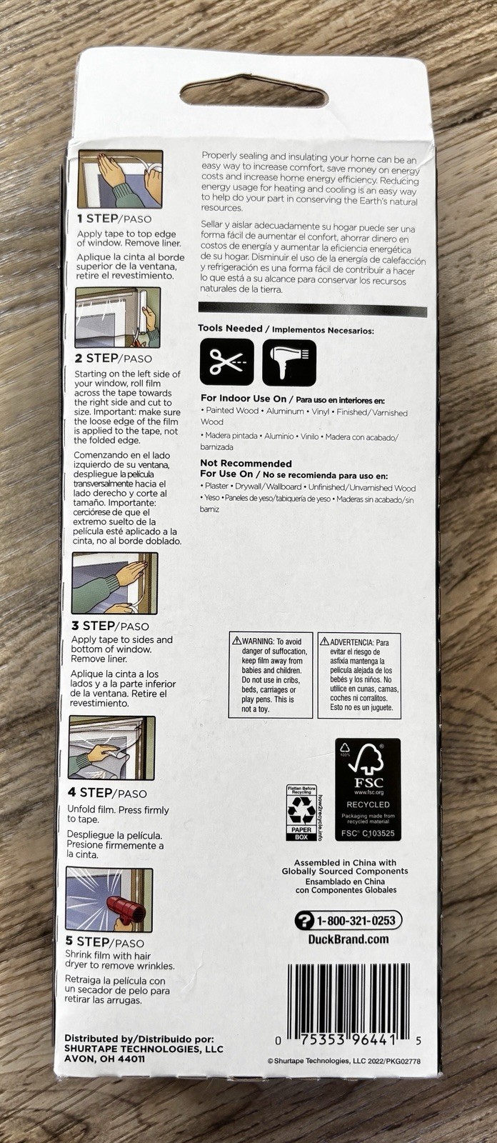 Duck Max Strength 62” x 126” Window Insulation Film Kit Fits 3 Windows Lot of 2