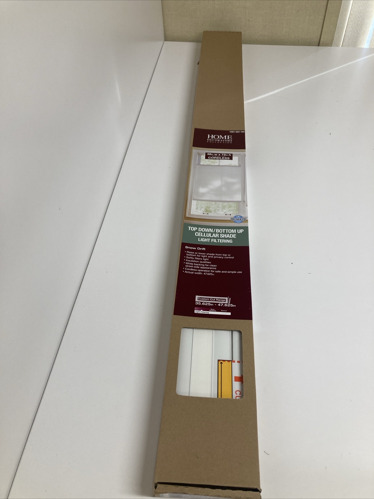 New HDC Top Down/ Bottom Up Cordless Cellular Shade Light Filtering Snow Drift