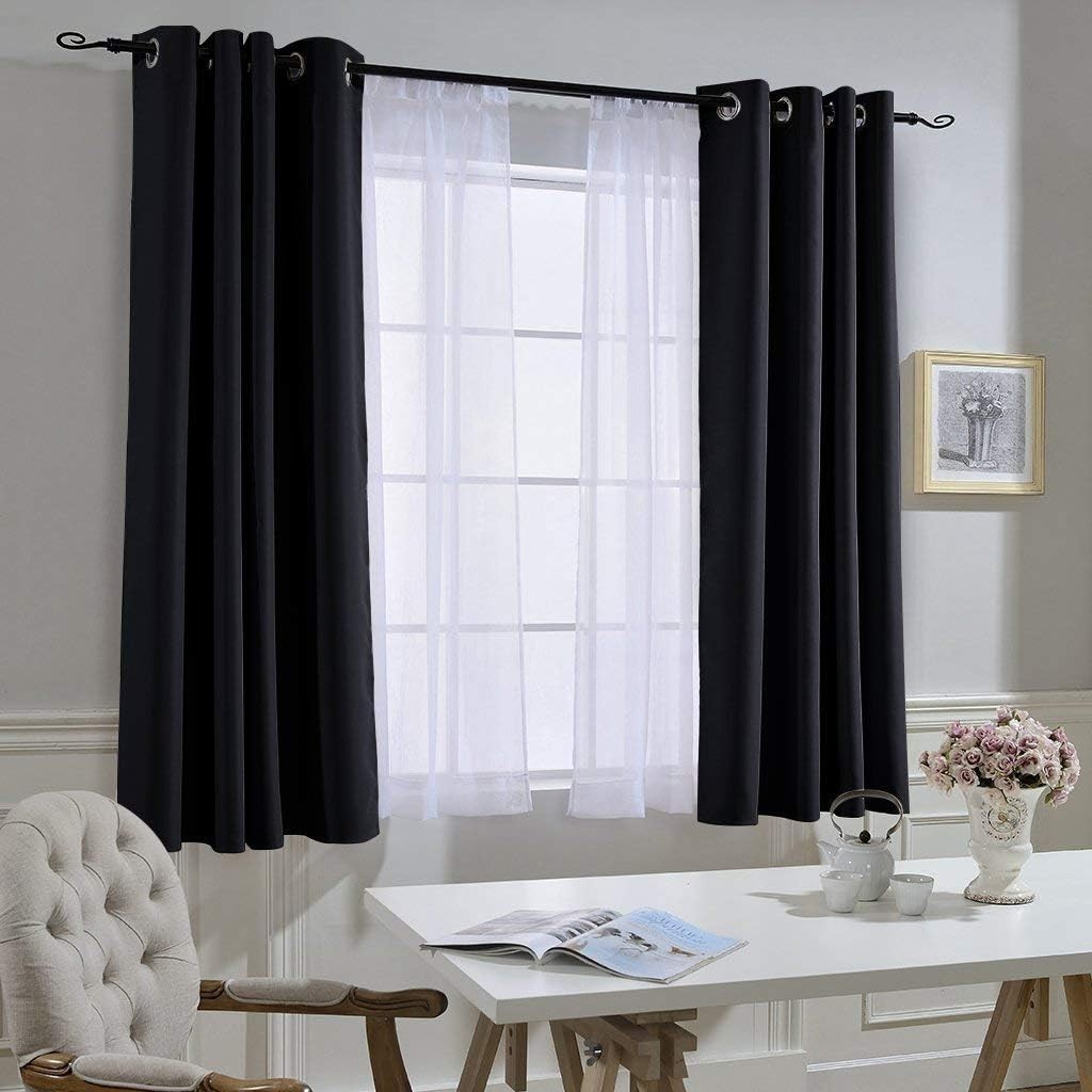 Blackout Curtains Solid Fabric 52×54 Inch Insulated Window Treatments for Bed…