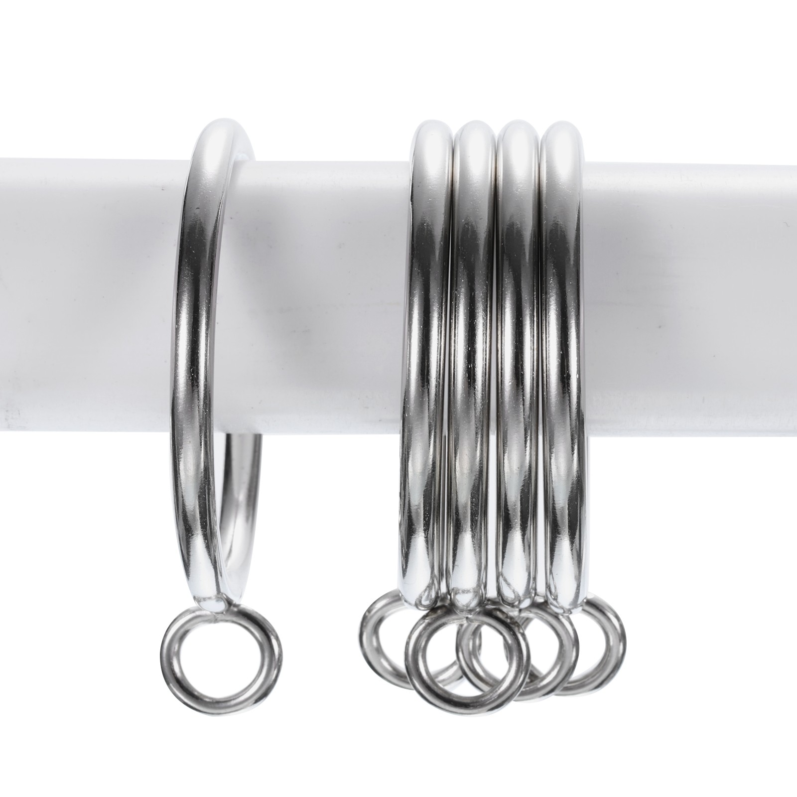 28 PACK Curtain Rod Rings with Eyelets Metal 2-Inch Silver