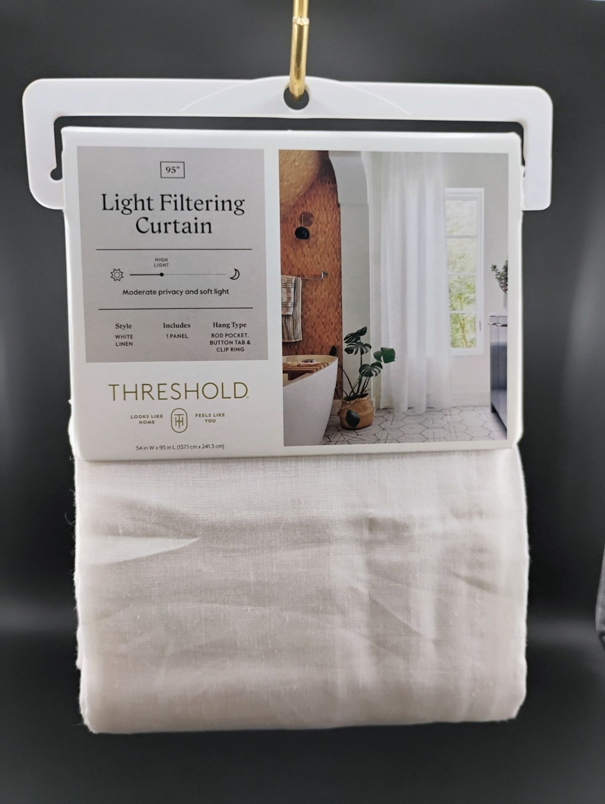 Light Filtering Curtain White Linen 54″W X 95″L 1 Panel