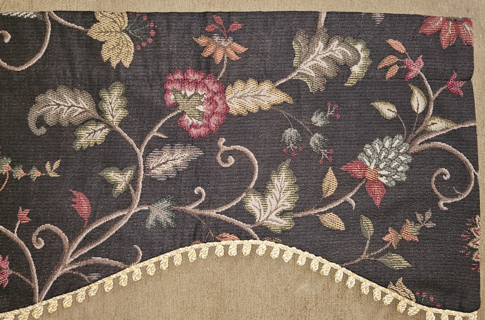 Country Curtains Floral Tapestry Brown Red Green Tan Valances 52” X 15″ Set Of 2