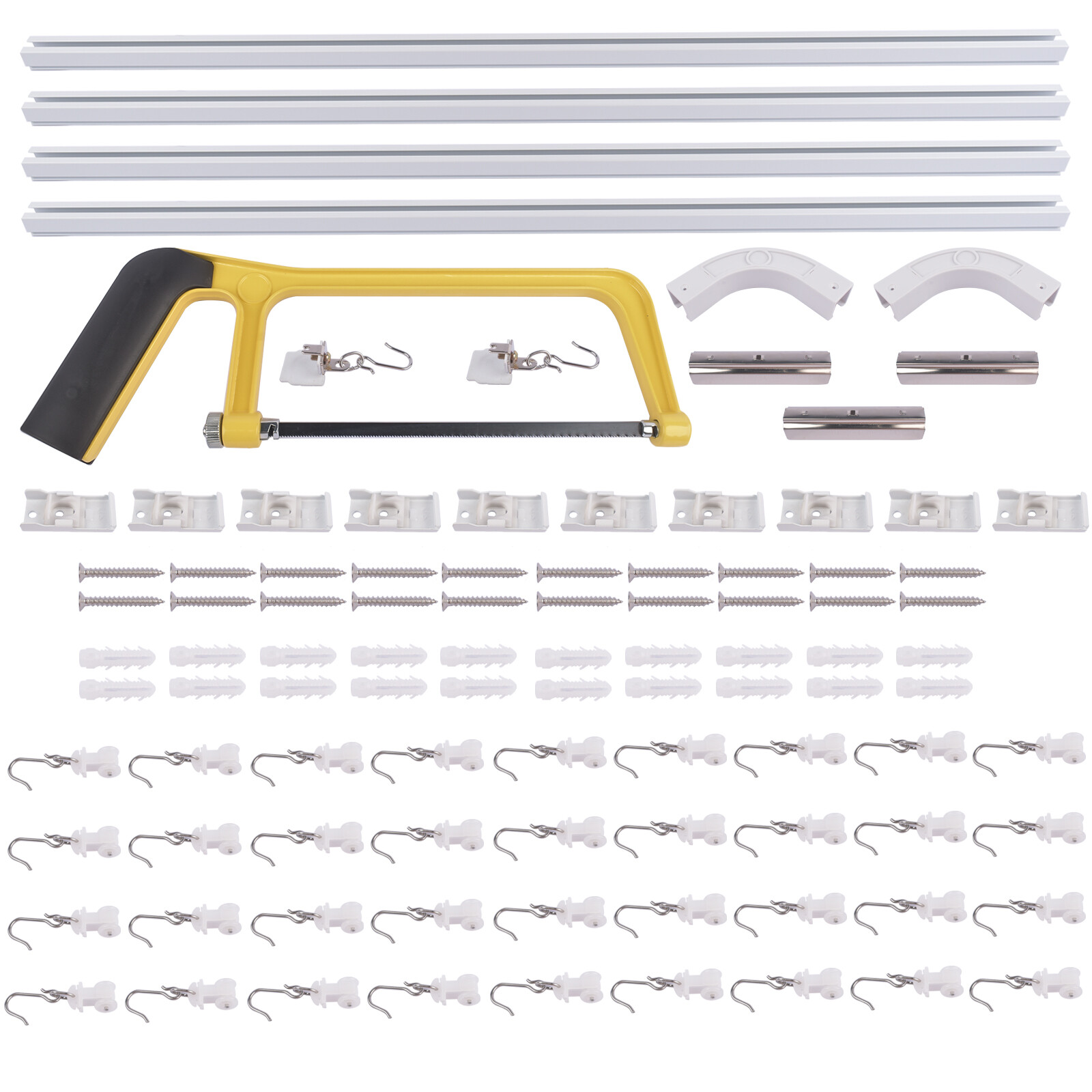 White Room Divider Ceiling Track Set with hooks for Curtains 6-9/9-12/12-18 ft