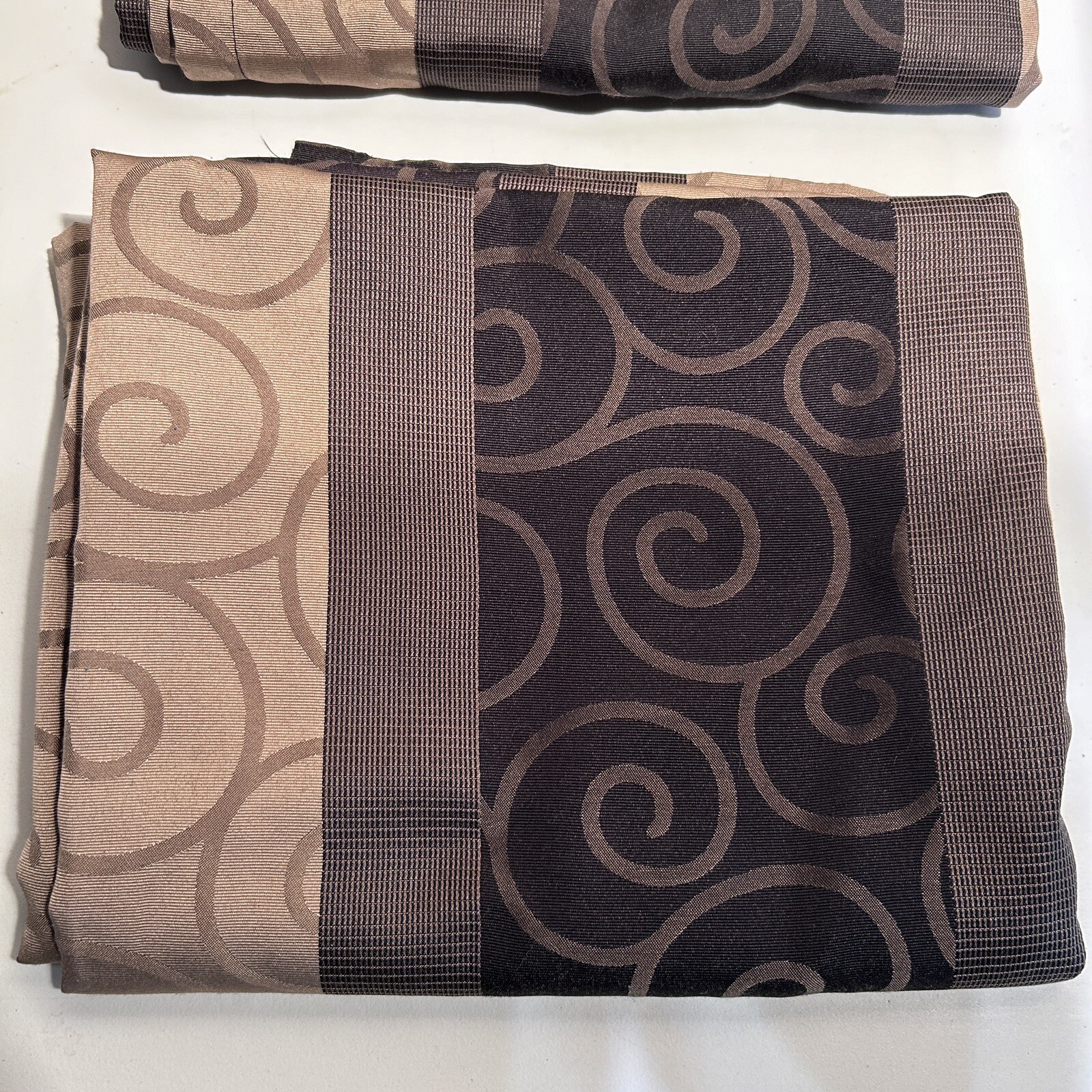 SPRINGS GLOBAL Black & Brown Swirl Design Curtains 2 Panels 50”x84” B