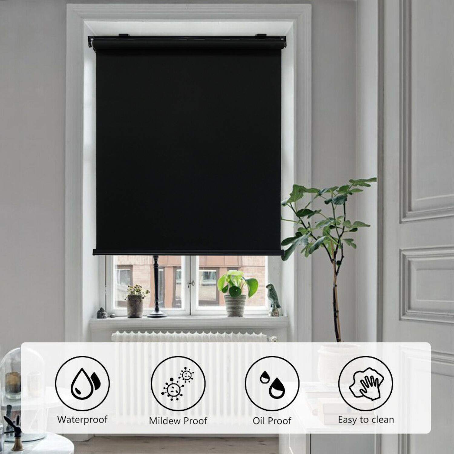 40″x72″ Cordless Light Through Roller Shades Window Blinds Waterproof Insulated