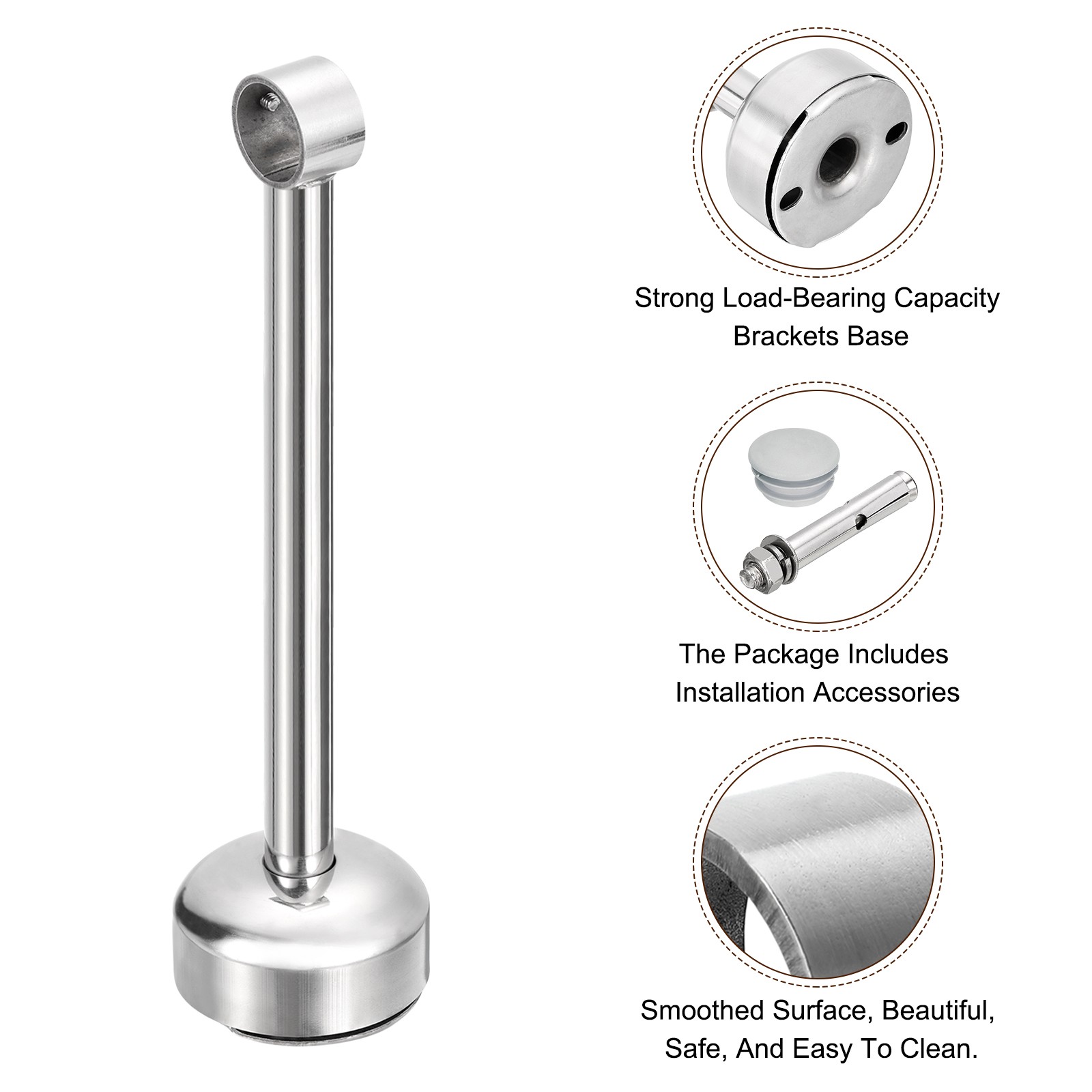 4 Set Ceiling Mount Curtain Rod Bracket 25mm/0.98″ Pipe Length 250mm/9.84″