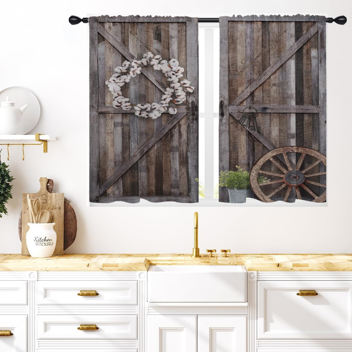 Farmhouse Kitchen Window Curtains 27.5 X 39 Inch Small Short Mini Cafe Rod Pocke