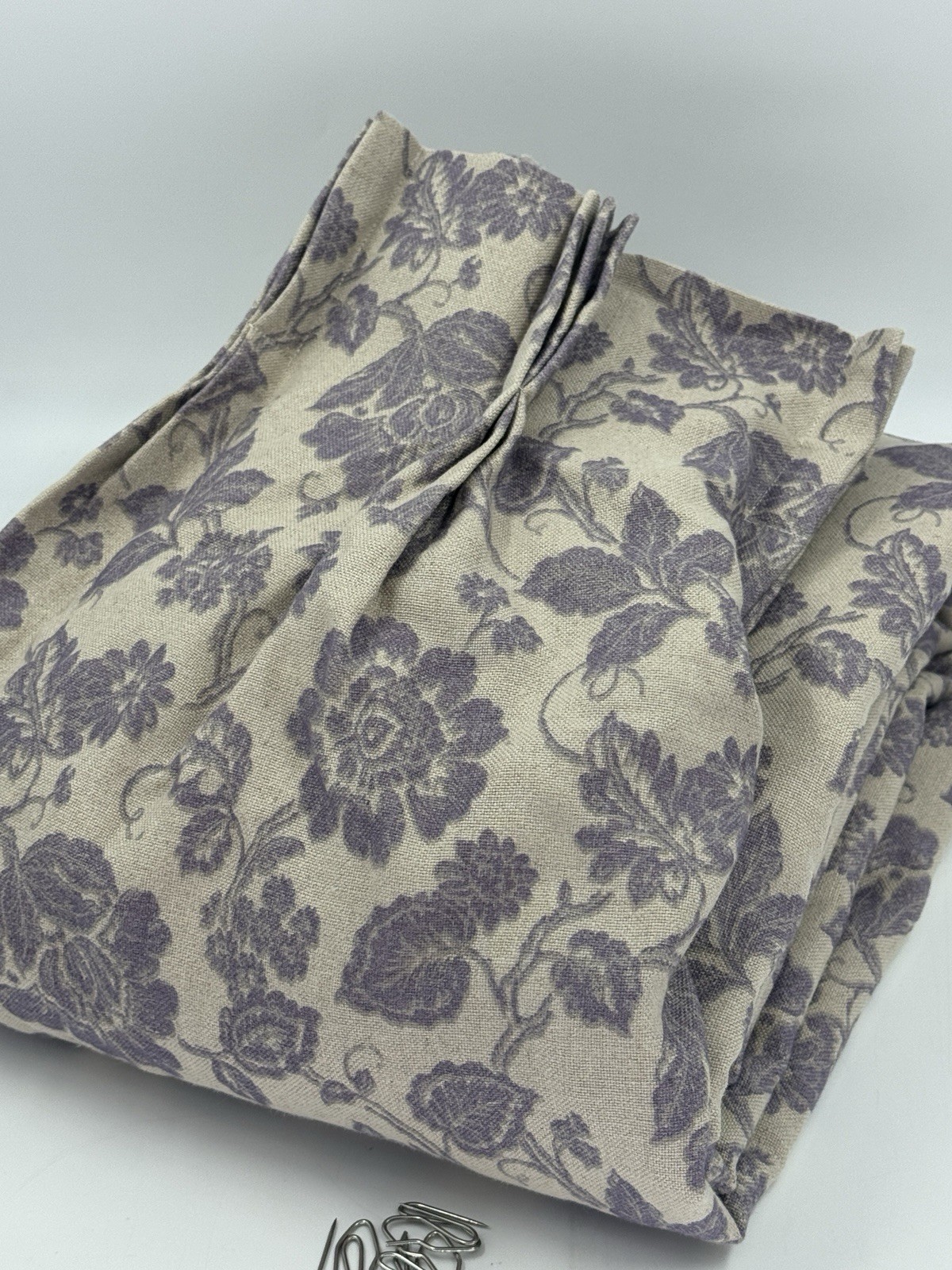 New GREENROW Lilac DAISY BLOOM PRINTED LINEN CURTAIN, 50×108, 1 Panel