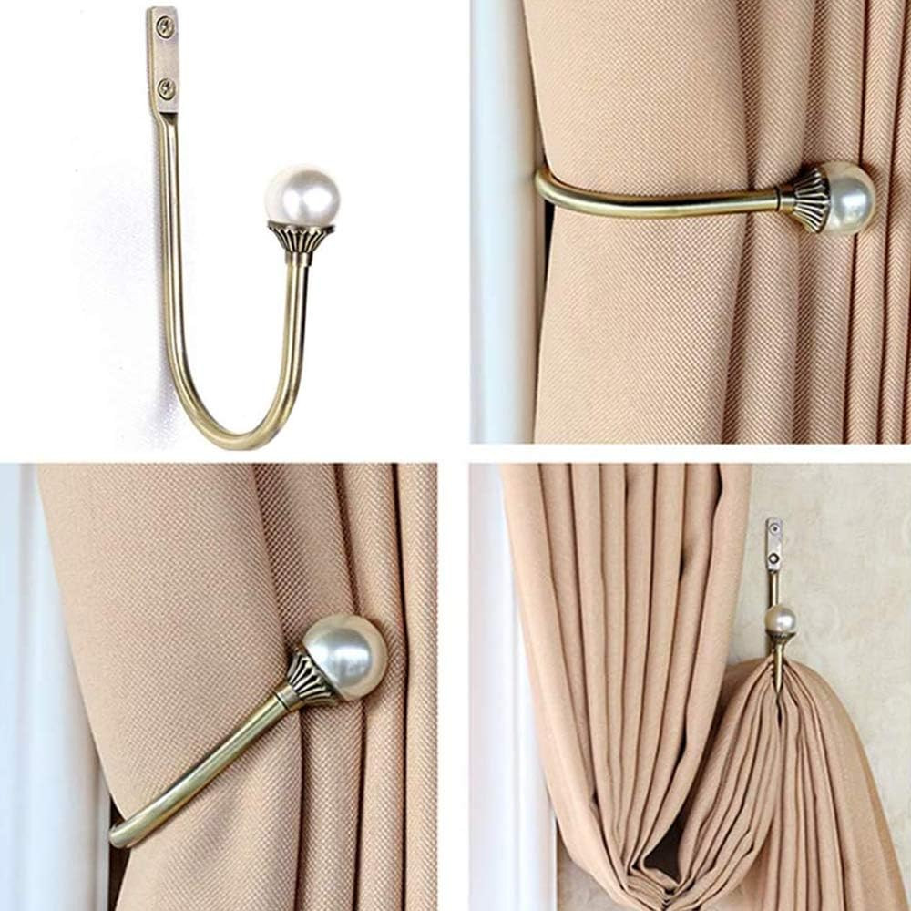 2 Pack Curtain Holdbacks Wall Mounted Curtain Tiebacks Hooks Plastic Pearl U Sha