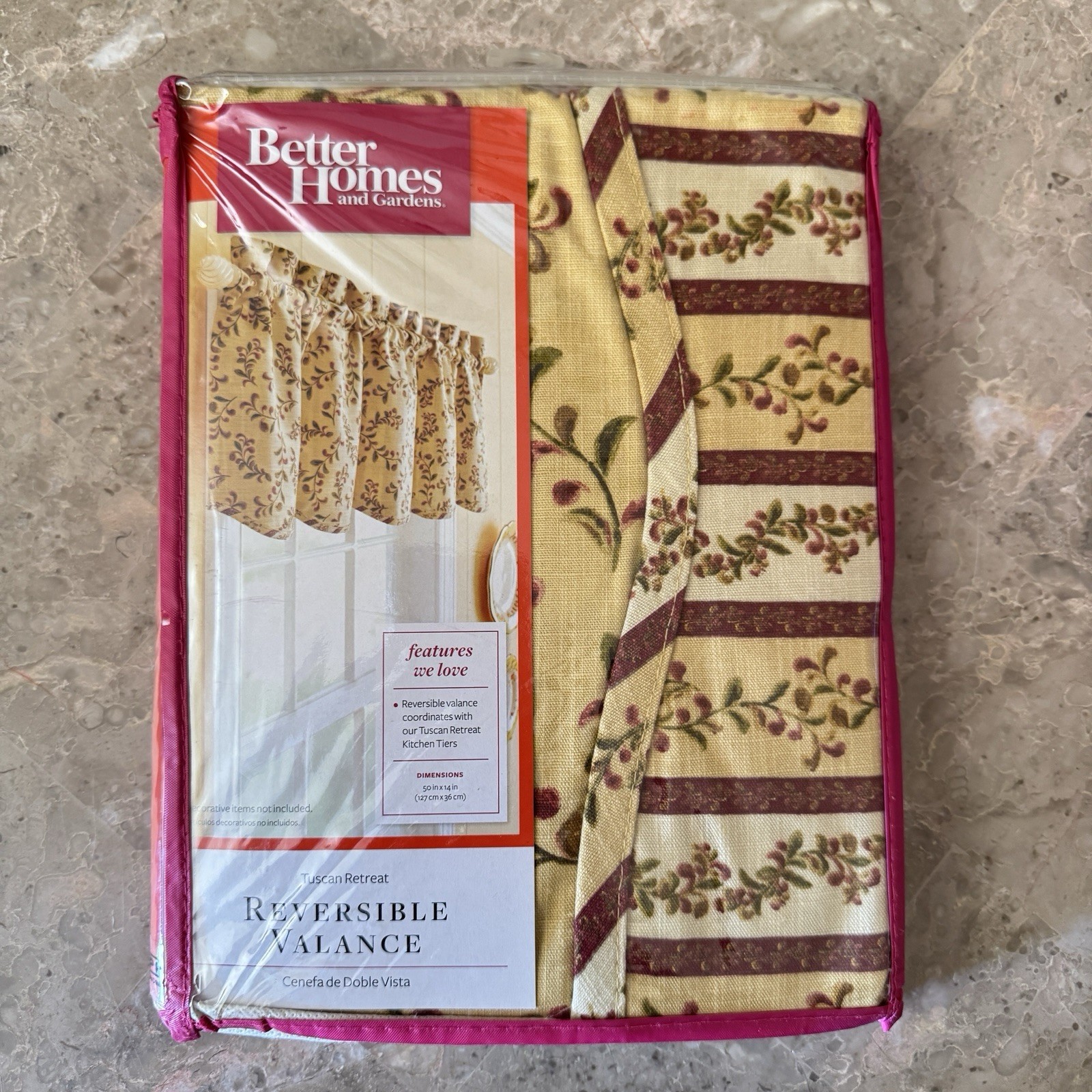Better Homes and Garden Tuscan Retreat Valance Reversible Cotton 50″ x 14″ NEW