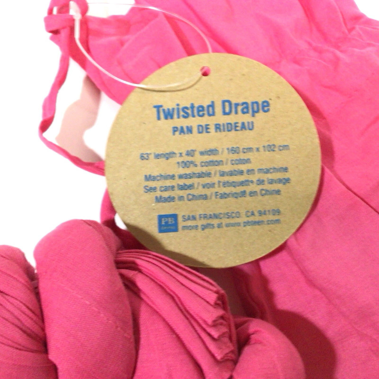 Pottery Barn Teen Twisted Sheer Drapes Bright Pink 40” W x 63” L ~NEW