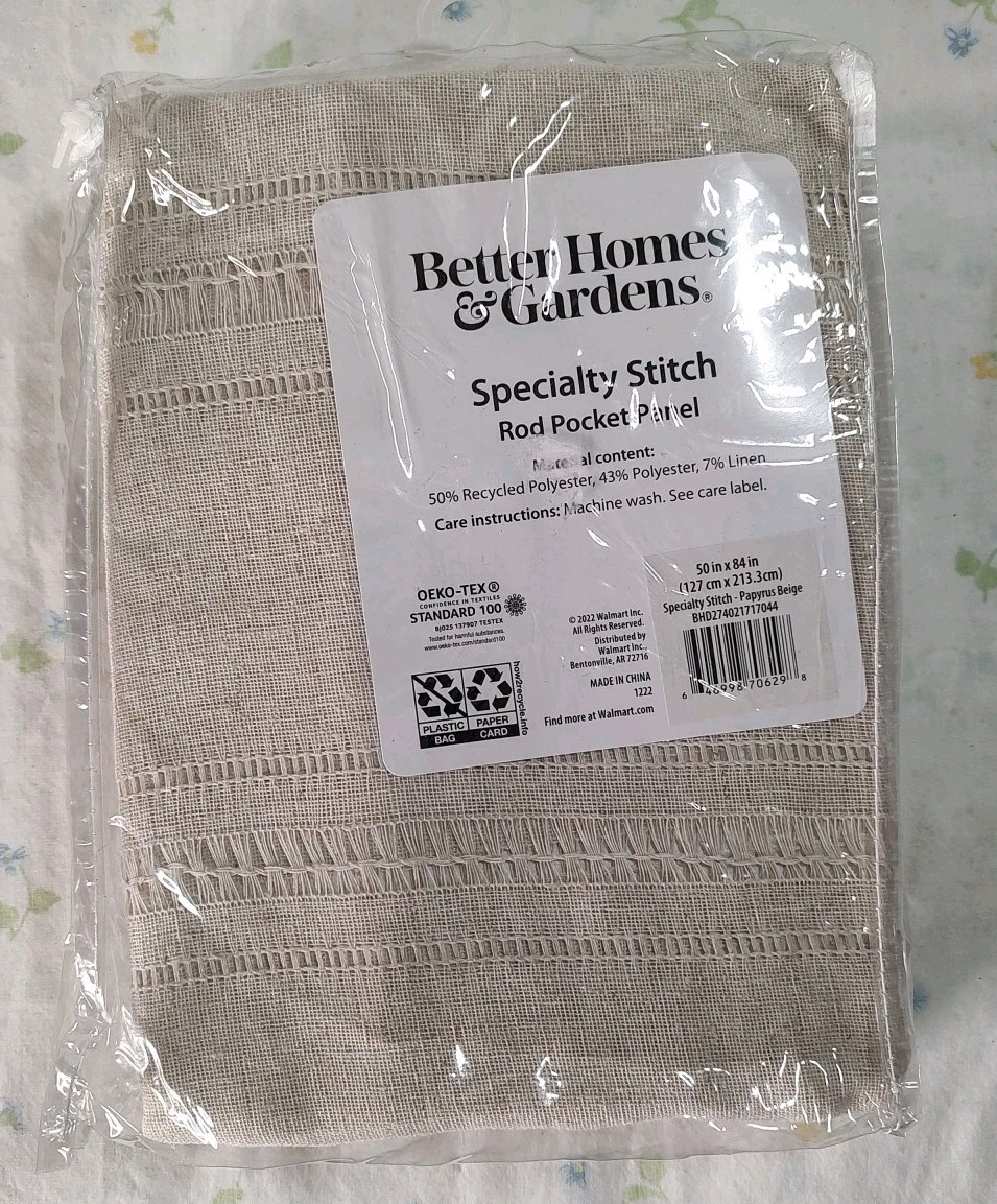 Solid Beige Better Homes & Gardens Specialty StitchRod Pocket Panel 50″x84″