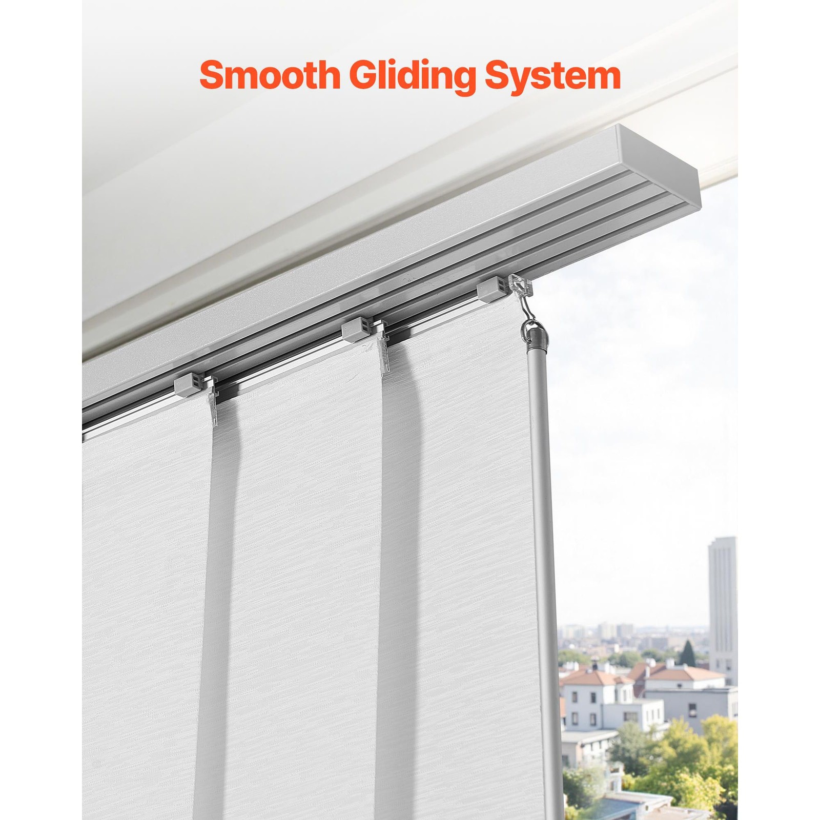 White Adjustable Vertical Panel Blinds for Sliding Doors, 45.8 – 86 in