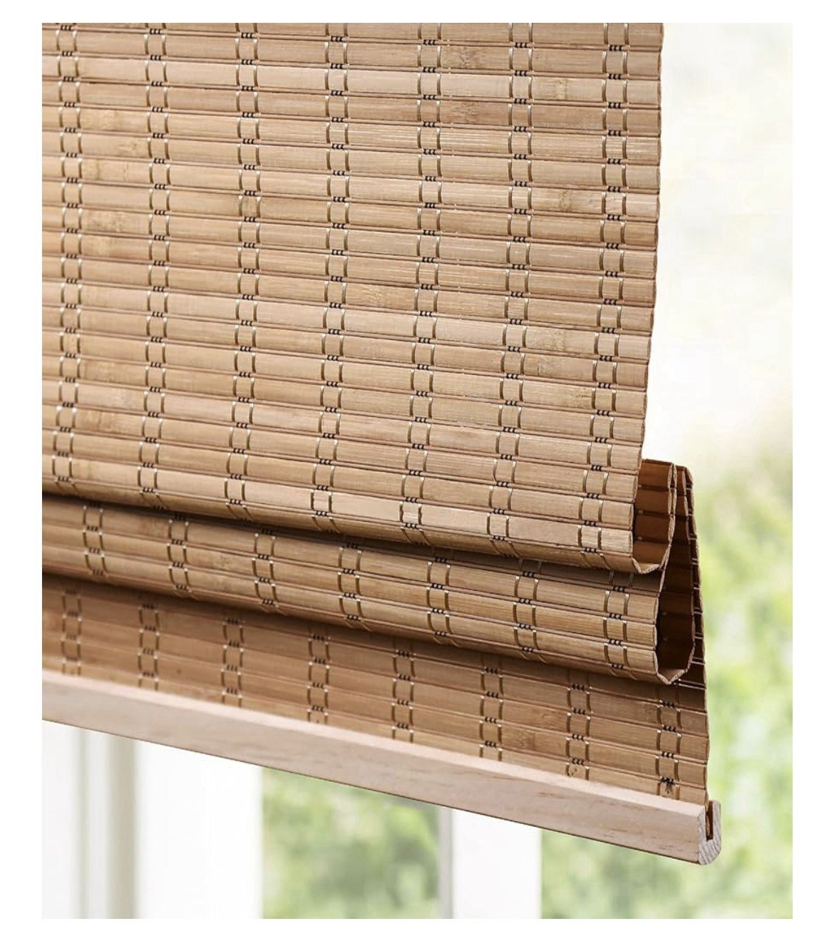 Chicology Cordless Light Filter Natural Woven Bamboo Roman Shade Brown Squirrel