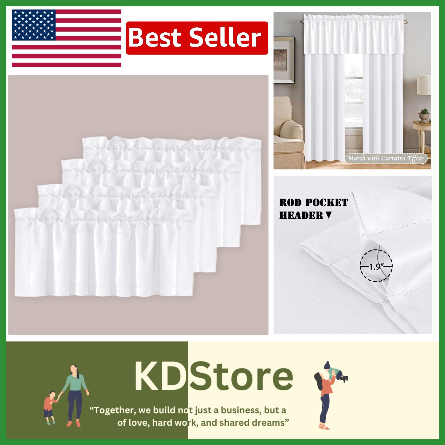 Privacy-Enhancing 52″ W x 18″ L Valances – Pack of 4, Contemporary Design