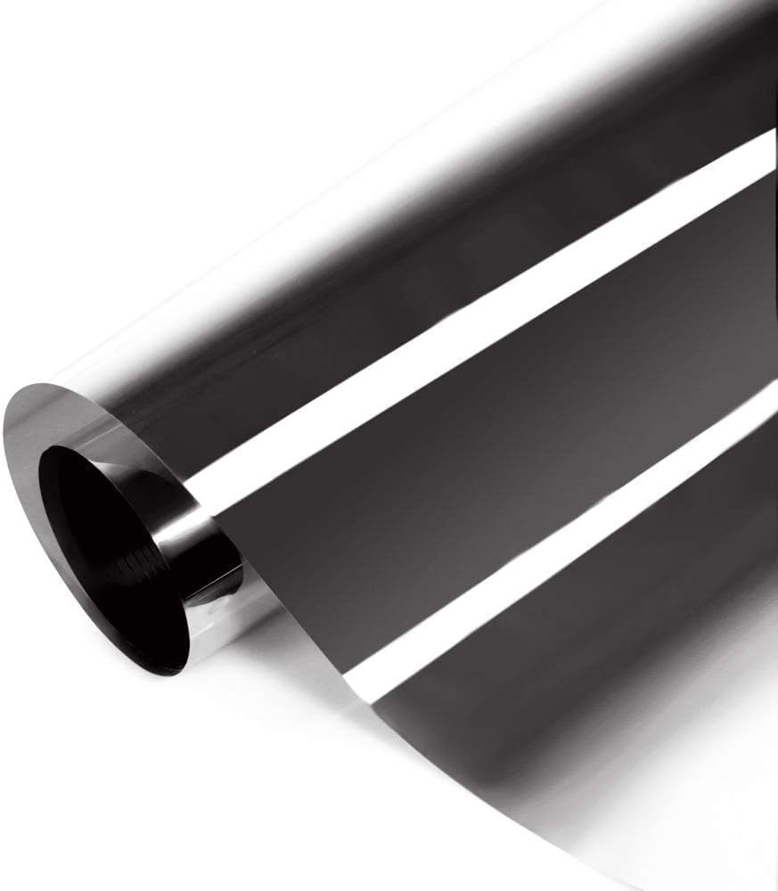 Heat Blocking Window Film, One Way Mirror Reflective Glass Window Tint Non-Adhes