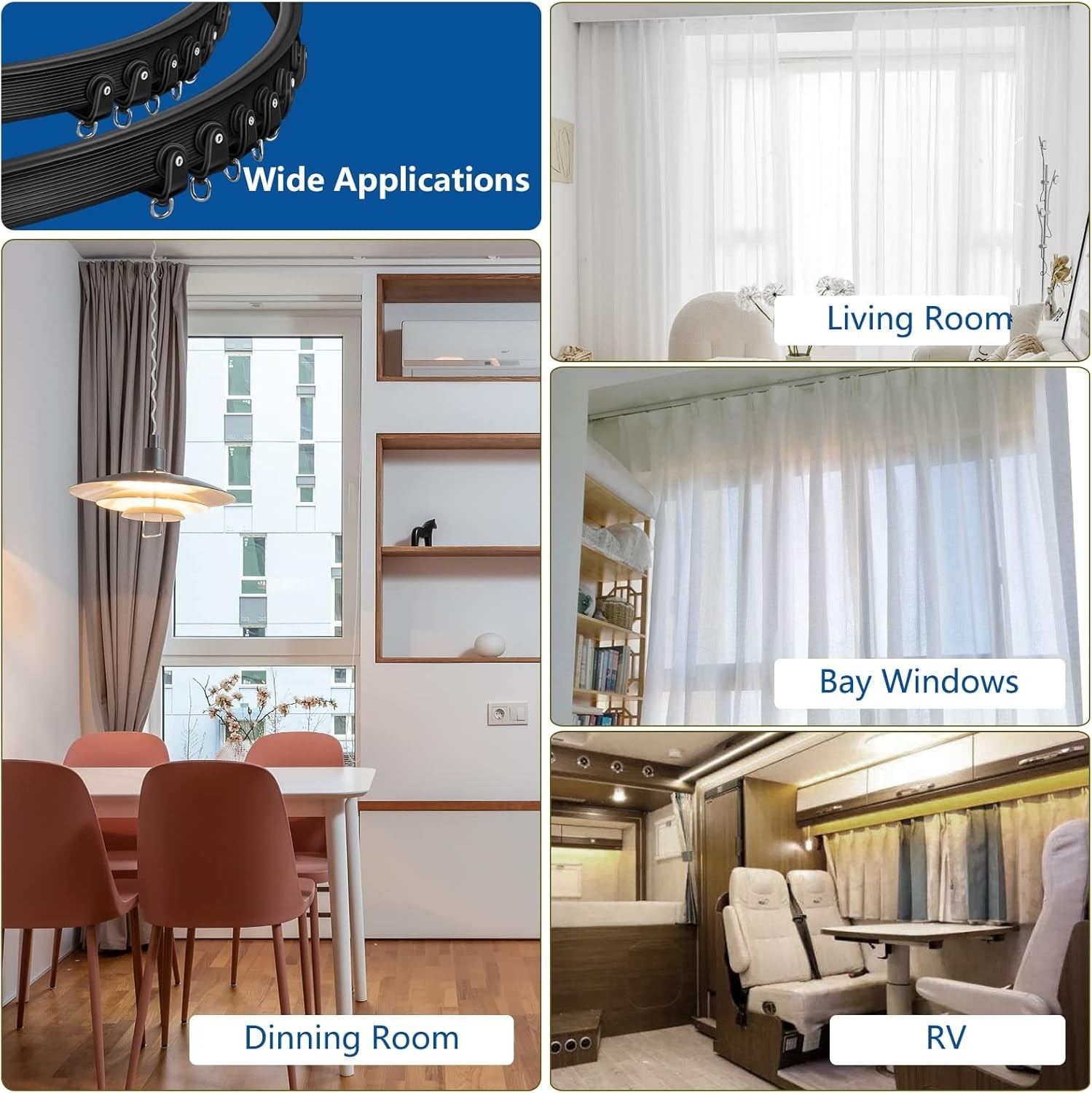 Customizable 12 Ft Black Curtain Track System for Easy Install & Elegant Privacy