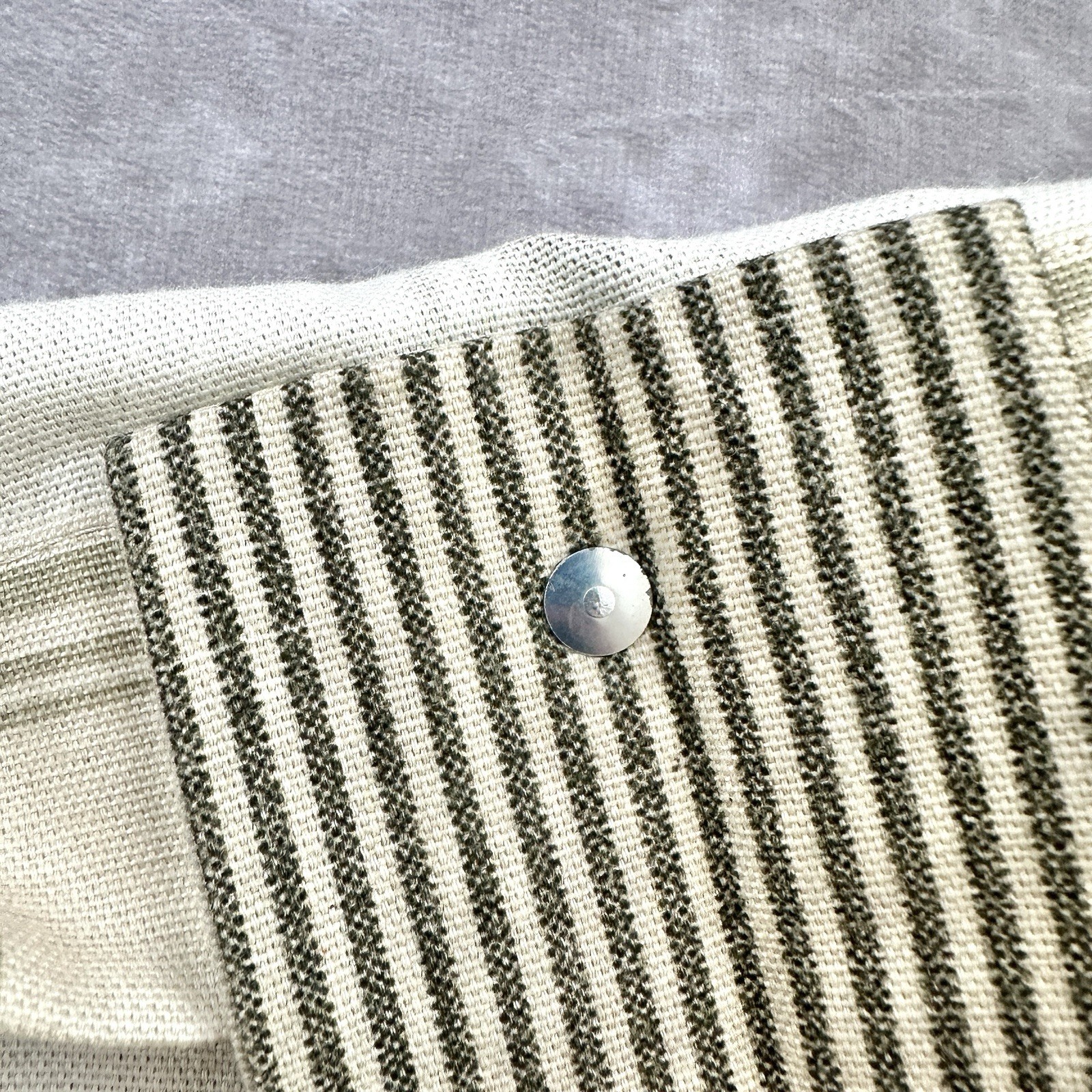 VTG Waverly Plaid Pointed Tab Valance Sage Green Taupe Cream 18×51 Farmhouse EUC