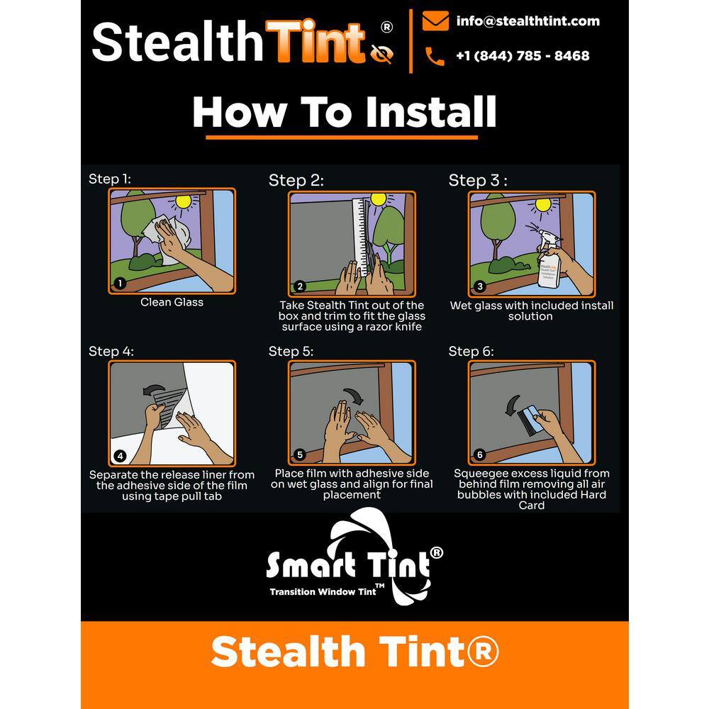 24 In. L X 12 In. W Sun-Activated Smart Film, Transition Window Smart Glass Tint