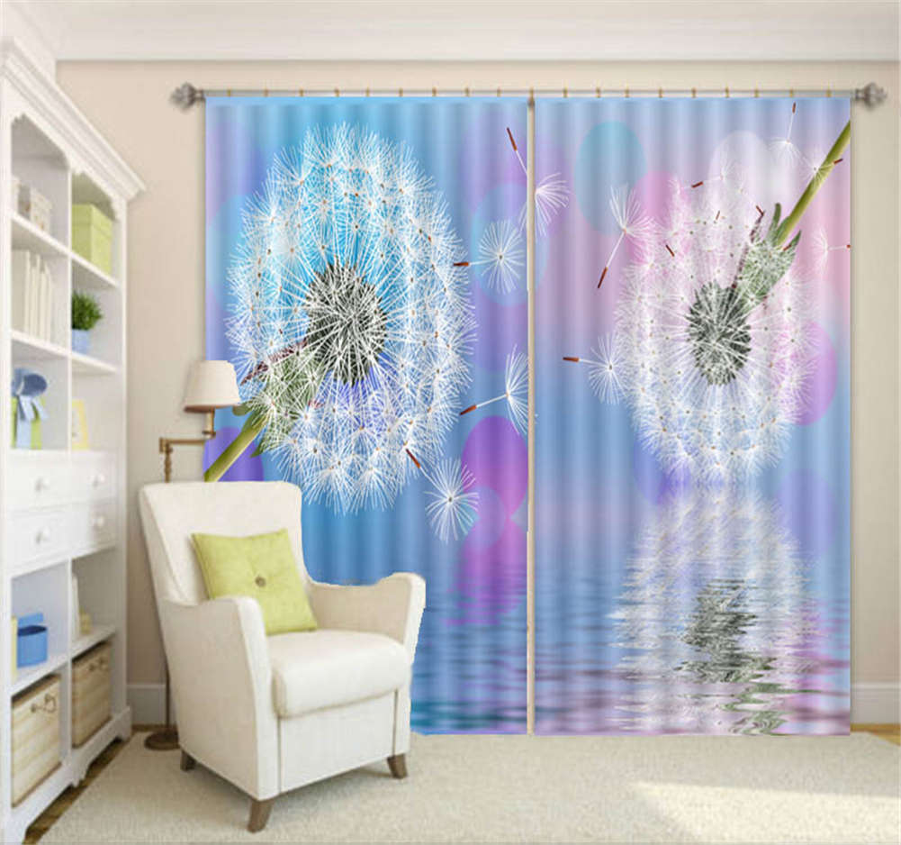 Dreamy Flying Dandelian 3D Curtain Blockout Photo Printing Curtains Drape Fabric