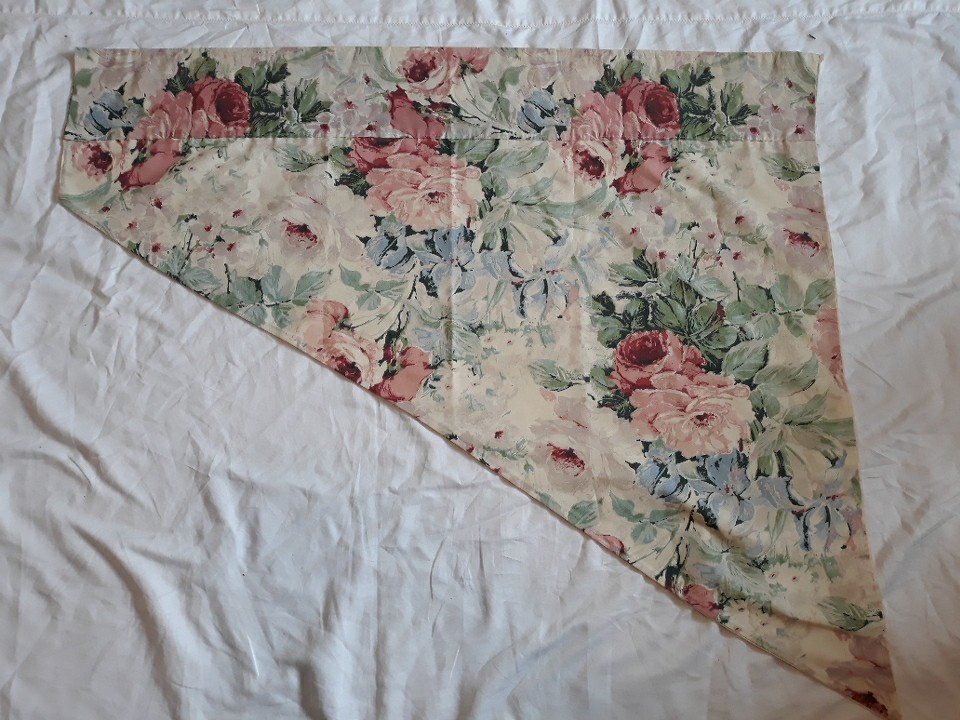 Pair (2) Vintage Swag Window Valance Watercolor Rose Floral Cottage Shabby Chic