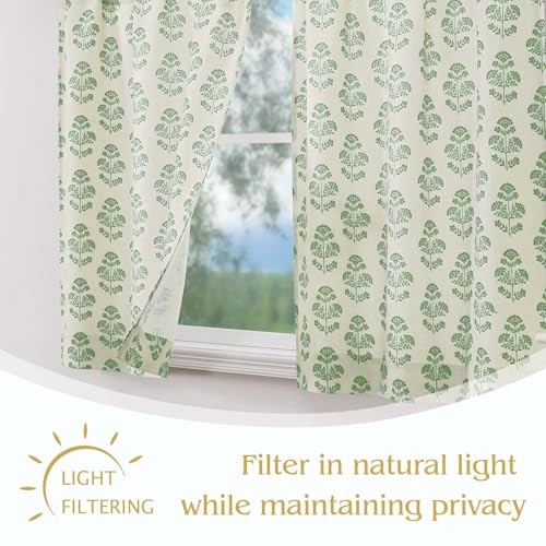 36 Inch Short Kitchen Window Curtains – 30″W x 36″L (Pack of 2) Sage Green