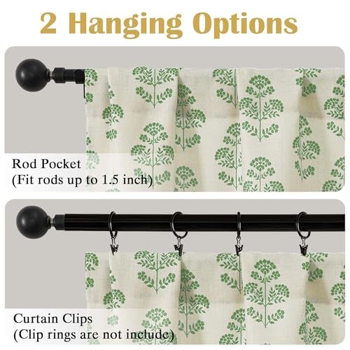 36 Inch Short Kitchen Window Curtains – 30″W x 36″L (Pack of 2) Sage Green
