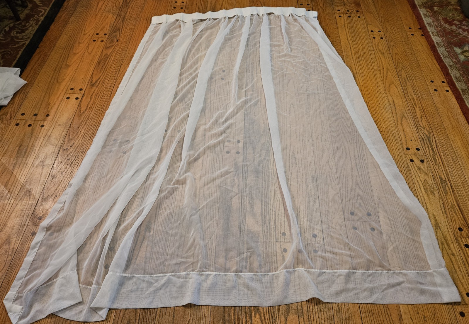 Vtg Tergal Pinch Pleat Solid Off-White Voile Sheer Curtain Panel 48″x81″ France