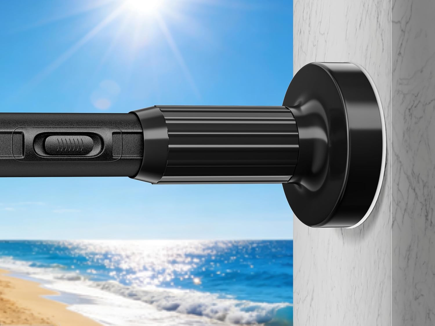Tension Curtain Rod 41-157In-55Lb, Outdoor Extra Long Curtain Rod No Drilling fo