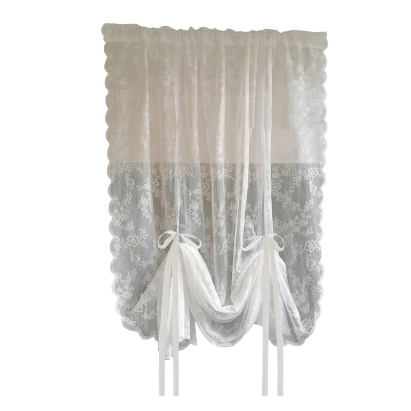 Breathable Lace Tulle Sheer Pulling Curtain for Living Room Bedroom Kitchen