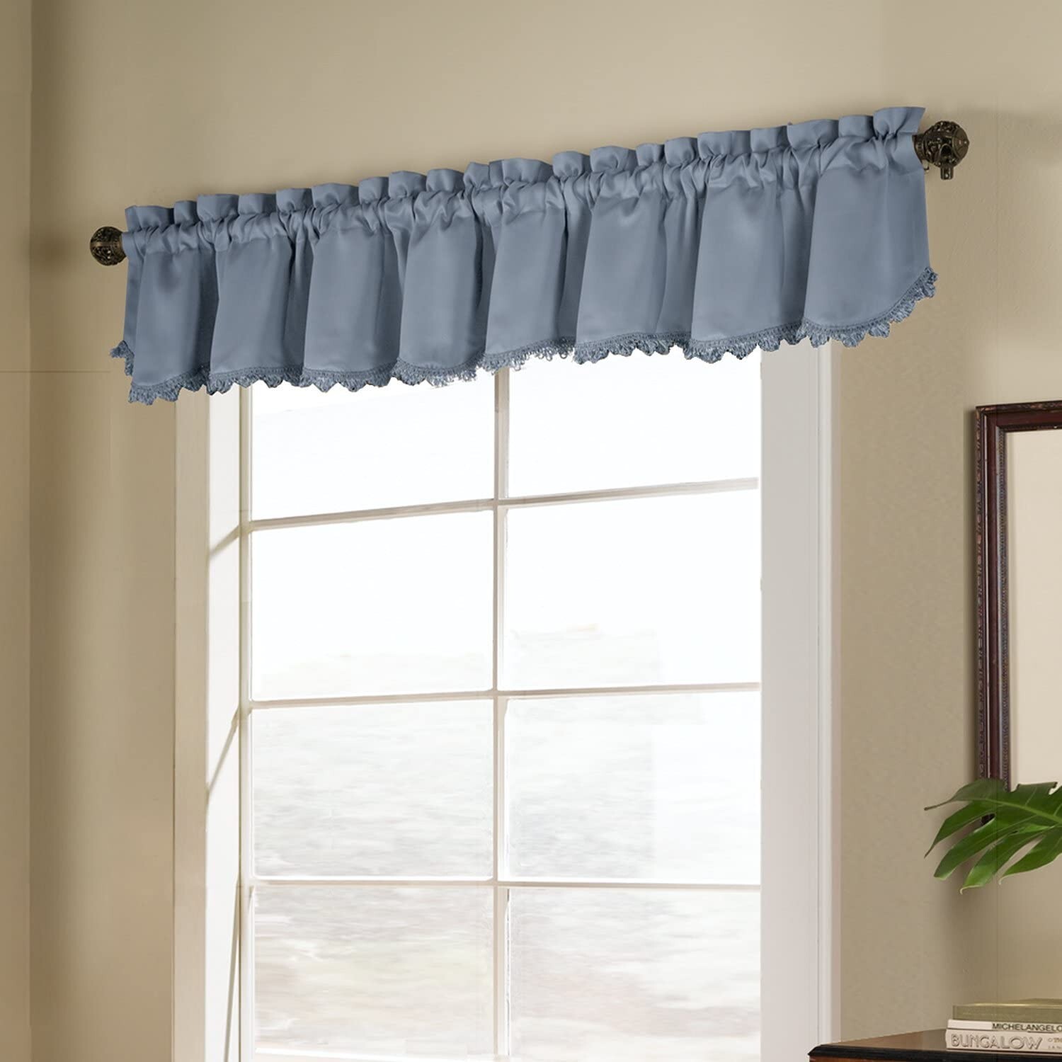 United Curtain Blackstone Topper Blue – 54” Wide X 15” Long