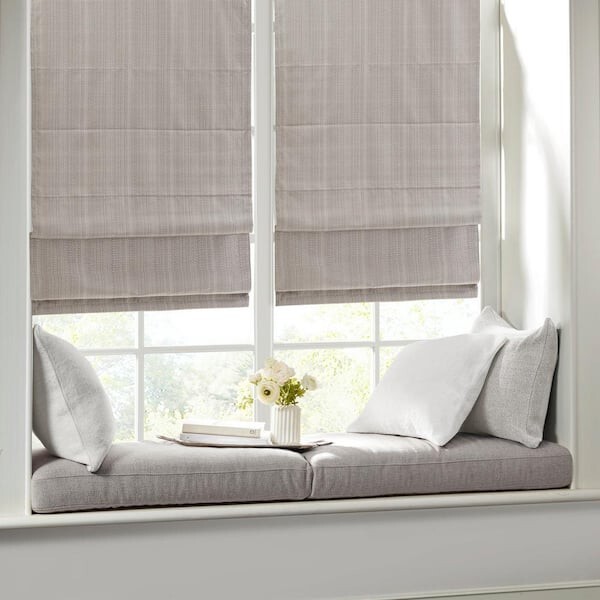 Colm Toupe Cordless Basketweave Polyester 27 in. W x 64 in. Room Darkening Roman