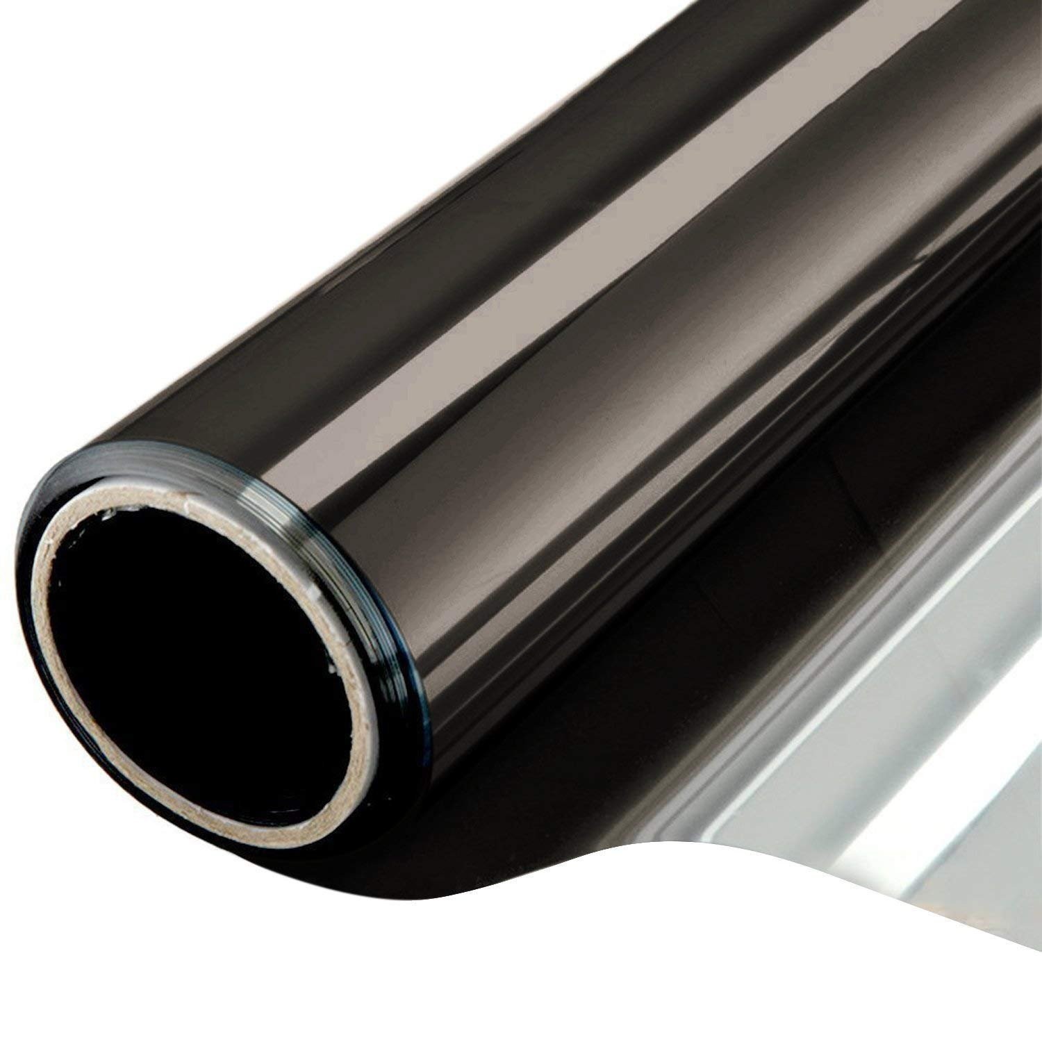 WPCTEV Window Film One Way Mirror Tint 17.5 Inch x 6.5 Feet, Black Silver
