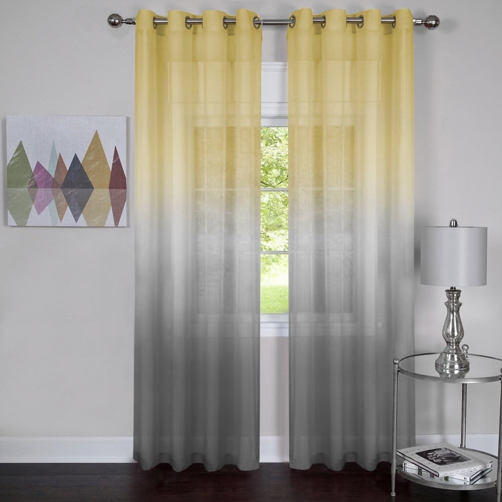 PowerSellerUSA Rainbow 1661 Semi Sheer Gradient Ombre 8-Grommet Window Curtain