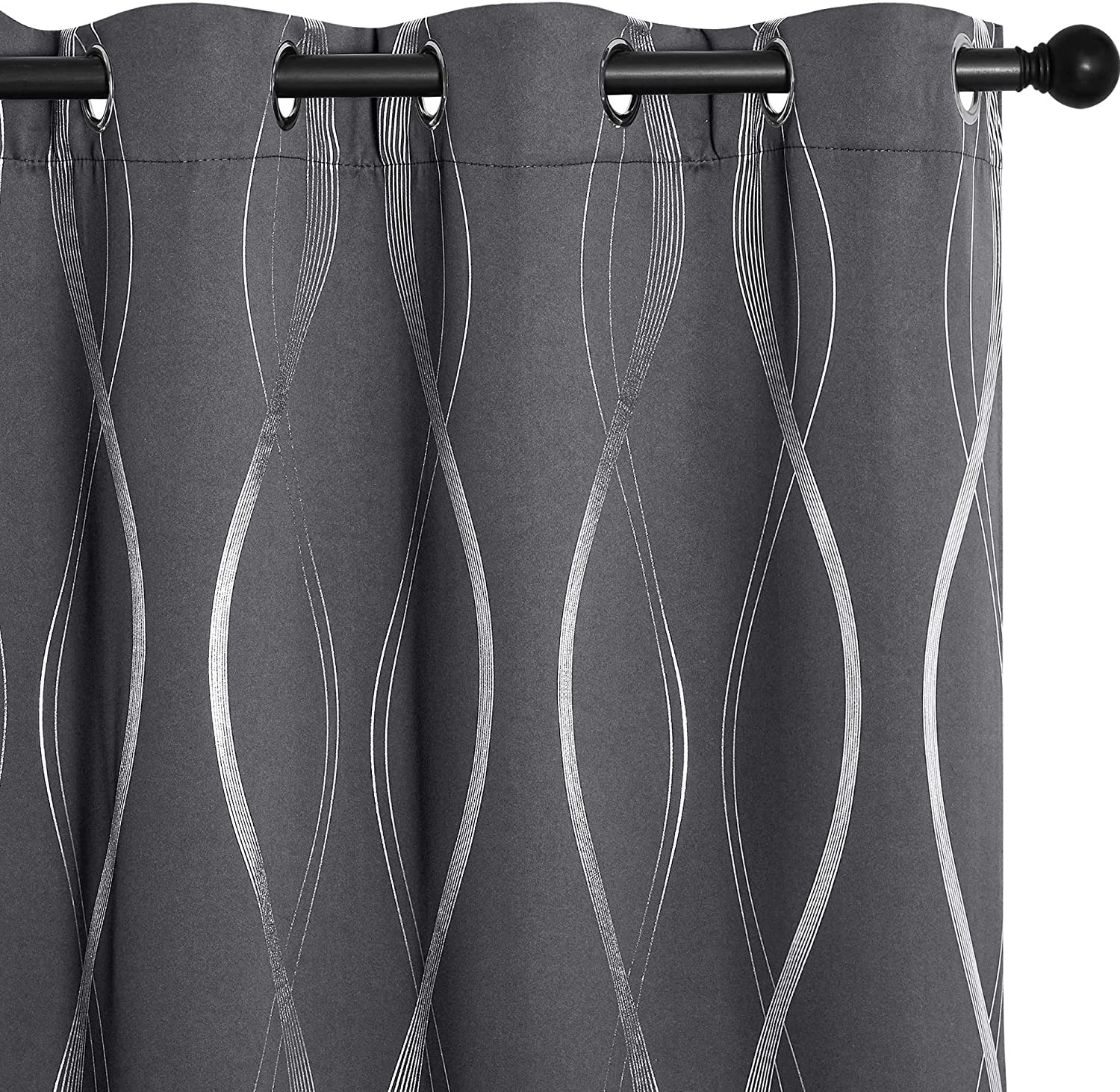 Grey Blackout Curtains 84 Inch Length 2 Panels Set for Bedroom, Noise Reducing