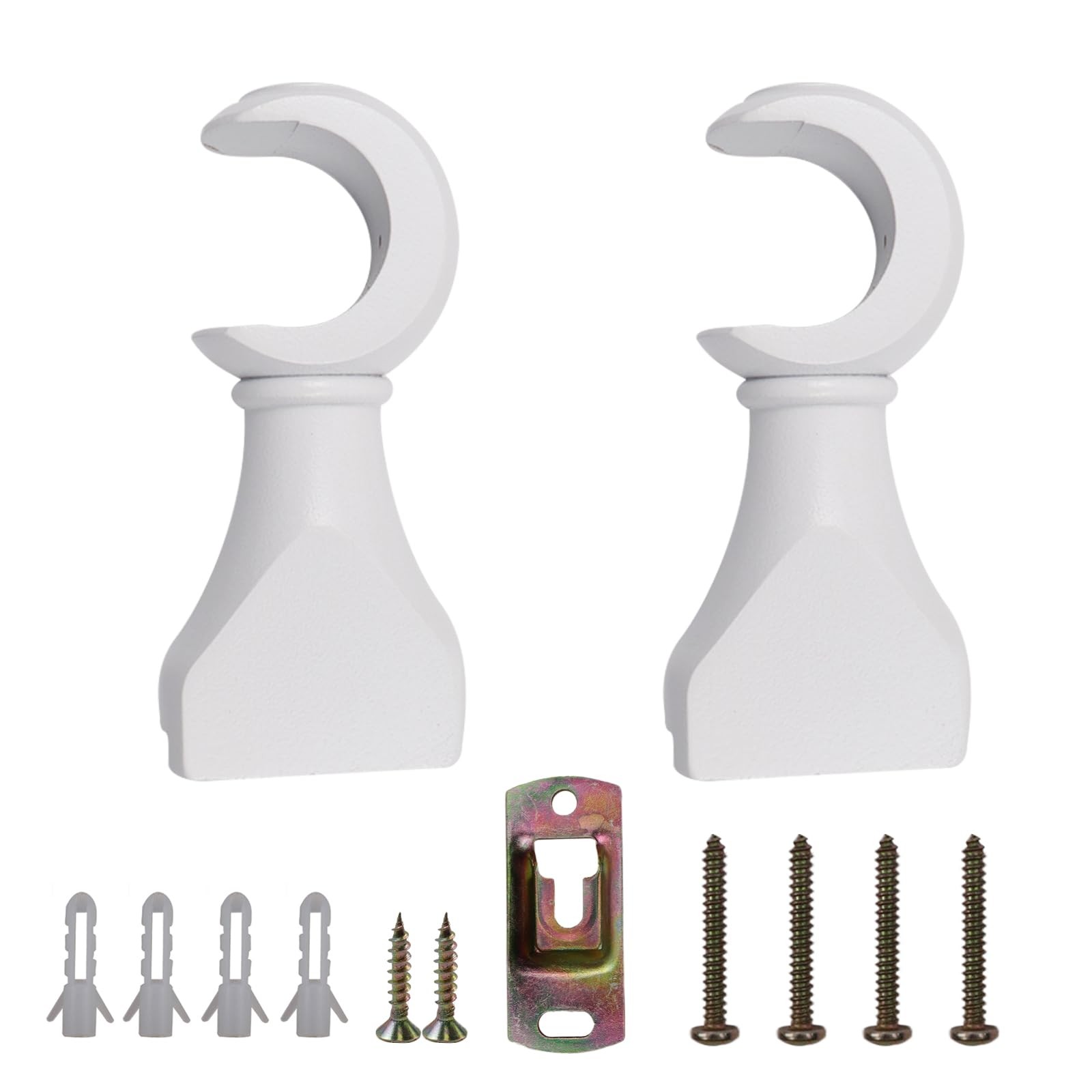 Antrader Wood Curtain Rod Brackets,White Support 1-3/8″(35mm), White