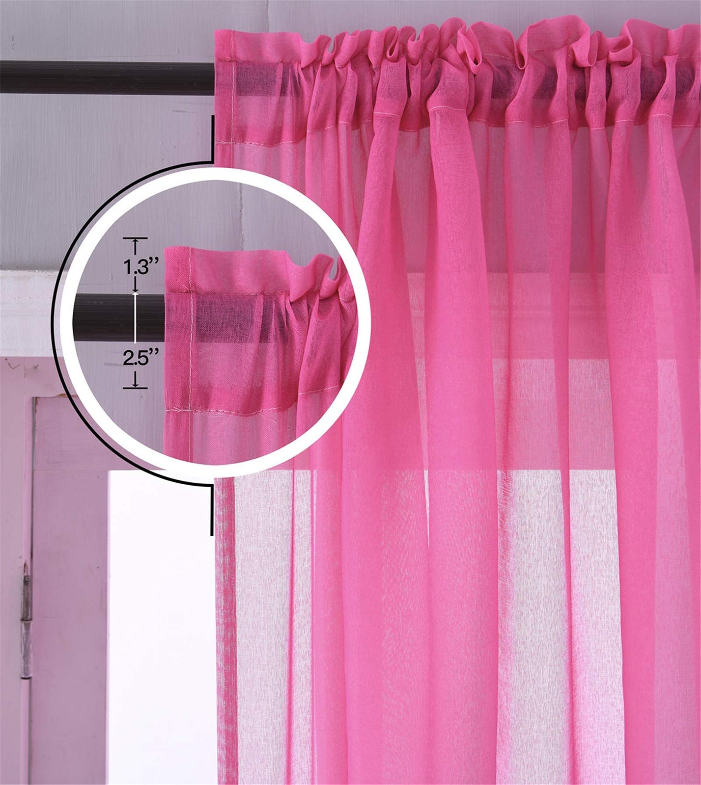 2 Panel Ombre Sheer Curtains 40×63 Pink Purple Rod Pocket Girls Bedroom Drapes