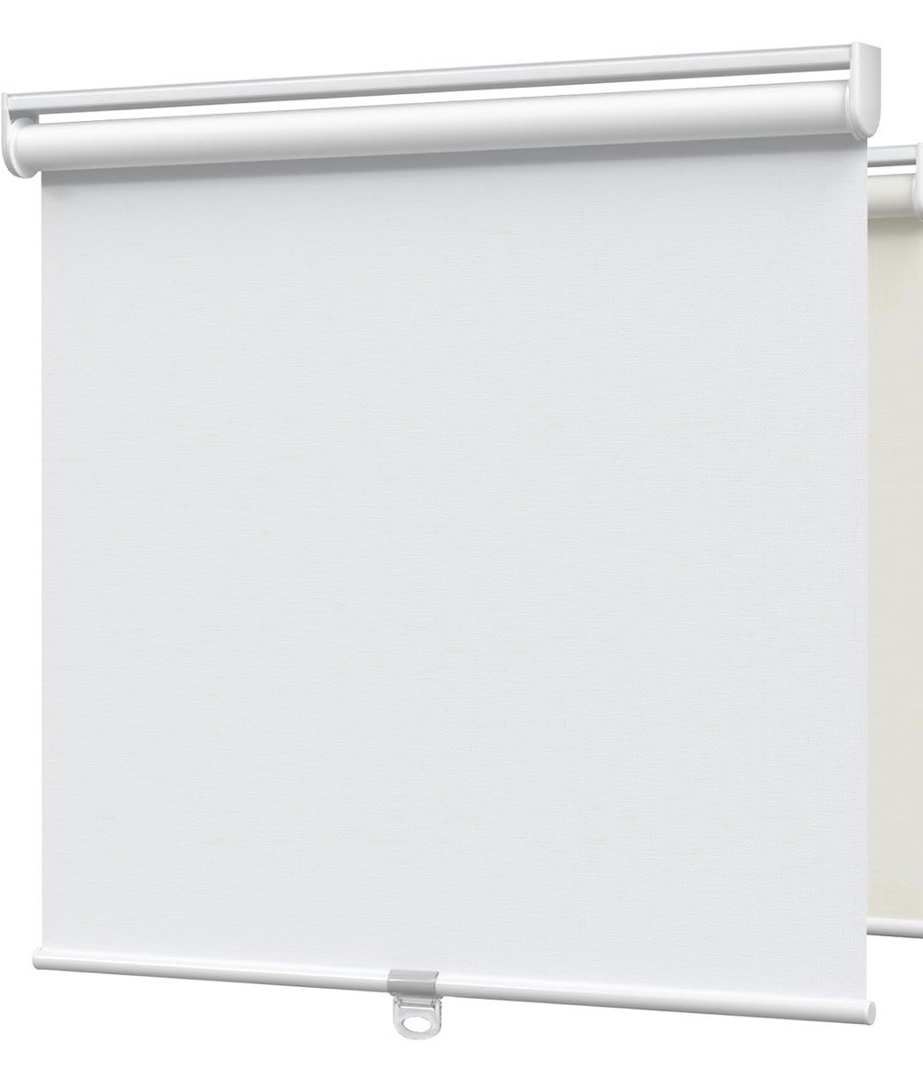 Cordless Blackout Roller Shade White Fabric Inside/Outside Mount 24×72