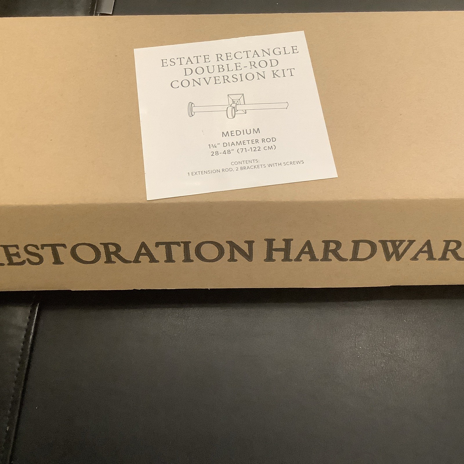 Restoration Hardware Silver Rectangle Estate Double Rod Conversion Kit Medium