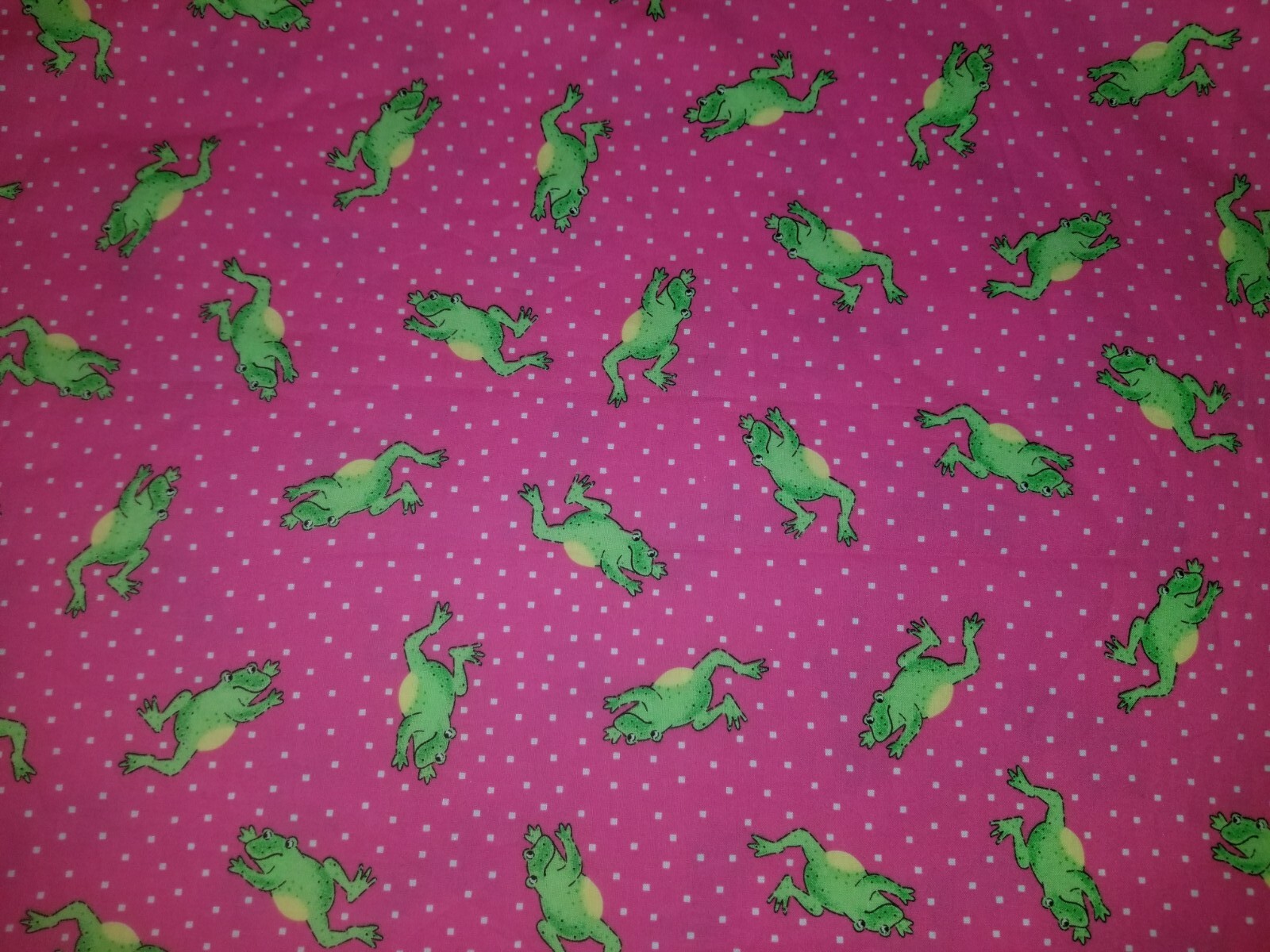 LINED WINDOW VALANCE CURTAIN 42 X 12 FROG FROGS JUMPING LEAPING POLKA DOTS