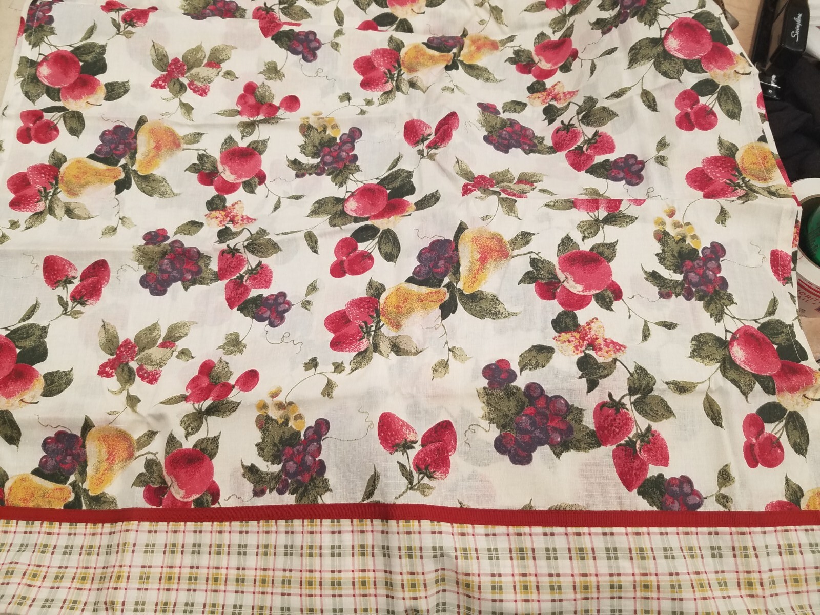 Garden Fruit Multi Color Tier Curtain Pair 58×36 Grapes Apples Strawberries Cafe