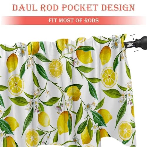 Nature Window Exotic Lemon Tree Branches Treatment Valance Watercolor Yellow